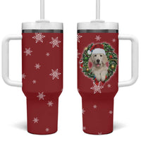 Golden Retriever Christmas Tumbler With Handle with Santa Hat Wreath and Snowflake Design - Wonder Print Shop
