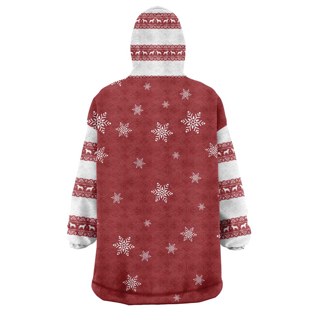 Golden Retriever Christmas Wearable Blanket Hoodie with Santa Hat Wreath and Snowflake Design - Wonder Print Shop