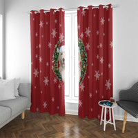 Golden Retriever Christmas Window Curtain with Santa Hat Wreath and Snowflake Design - Wonder Print Shop