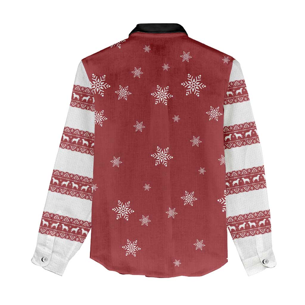 Golden Retriever Christmas Women Casual Shirt with Santa Hat Wreath and Snowflake Design - Wonder Print Shop