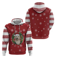 Golden Retriever Christmas Zip Hoodie with Santa Hat Wreath and Snowflake Design - Wonder Print Shop