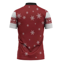 Golden Retriever Christmas Zipper Polo Shirt with Santa Hat Wreath and Snowflake Design - Wonder Print Shop