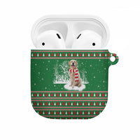 Golden Retriever Christmas AirPods Case with Red Scarf Snowflakes and Tree Pattern - Wonder Print Shop