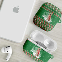 Golden Retriever Christmas AirPods Case with Red Scarf Snowflakes and Tree Pattern - Wonder Print Shop