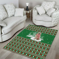 Golden Retriever Christmas Area Rug with Red Scarf Snowflakes and Tree Pattern - Wonder Print Shop