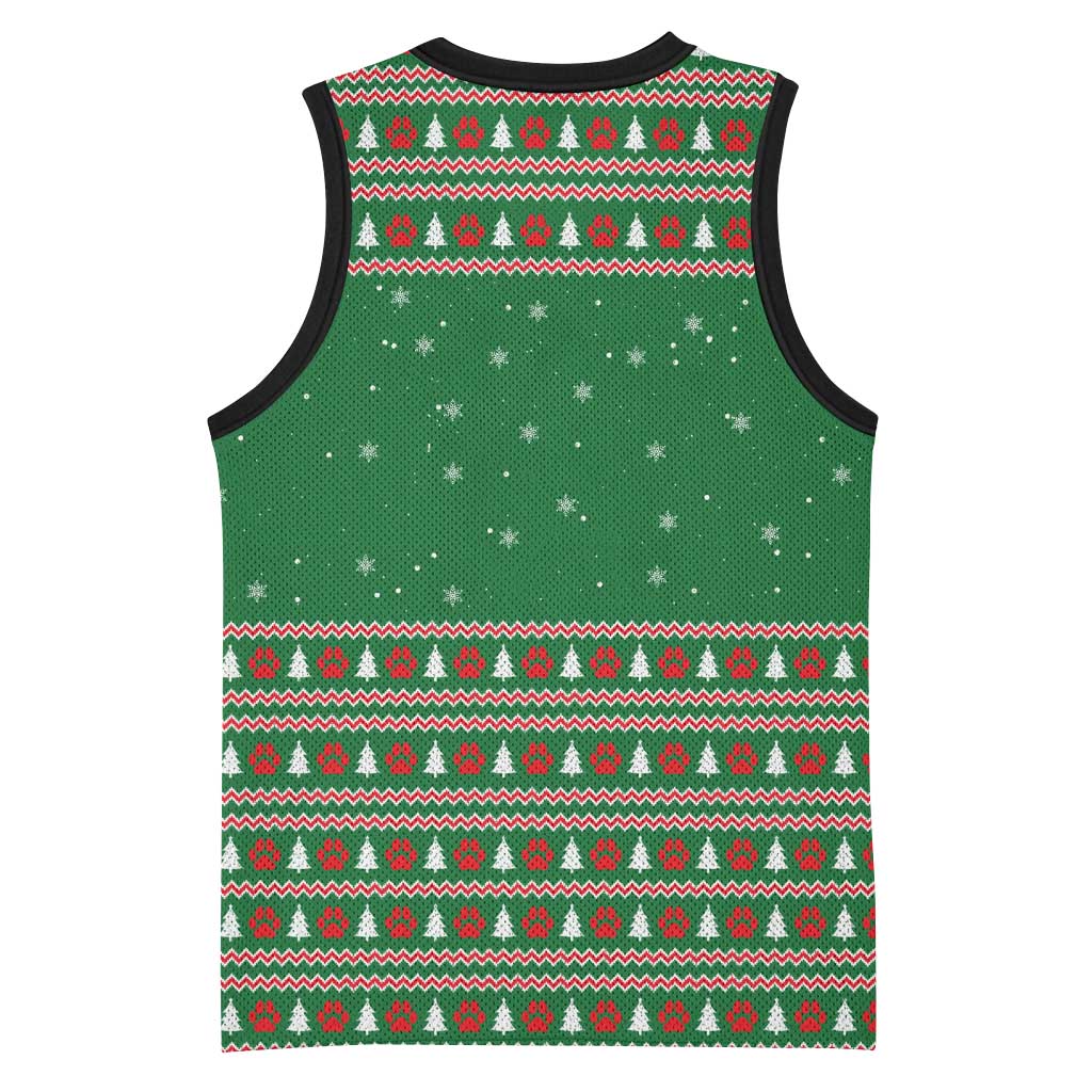 Golden Retriever Christmas Basketball Jersey with Red Scarf Snowflakes and Tree Pattern - Wonder Print Shop