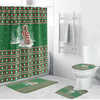 Golden Retriever Christmas Bathroom Set with Red Scarf Snowflakes and Tree Pattern - Wonder Print Shop