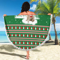 Golden Retriever Christmas Beach Blanket with Red Scarf Snowflakes and Tree Pattern - Wonder Print Shop