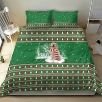Golden Retriever Christmas Bedding Set with Red Scarf Snowflakes and Tree Pattern - Wonder Print Shop