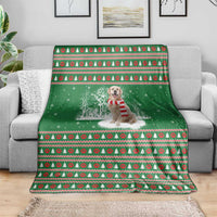 Golden Retriever Christmas Blanket with Red Scarf Snowflakes and Tree Pattern - Wonder Print Shop