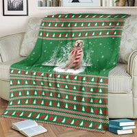 Golden Retriever Christmas Blanket with Red Scarf Snowflakes and Tree Pattern - Wonder Print Shop