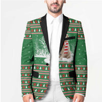 Golden Retriever Christmas Blazer with Red Scarf Snowflakes and Tree Pattern - Wonder Print Shop