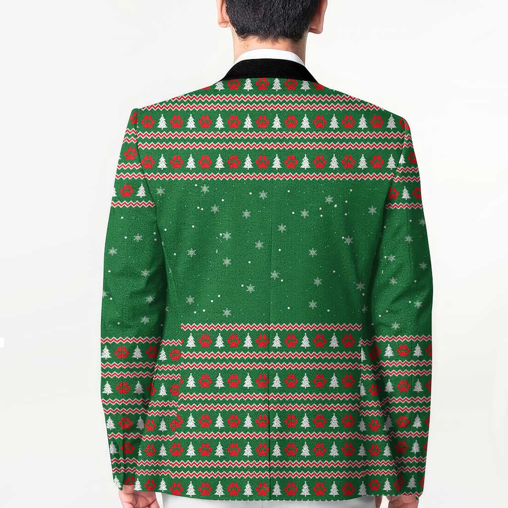 Golden Retriever Christmas Blazer with Red Scarf Snowflakes and Tree Pattern - Wonder Print Shop