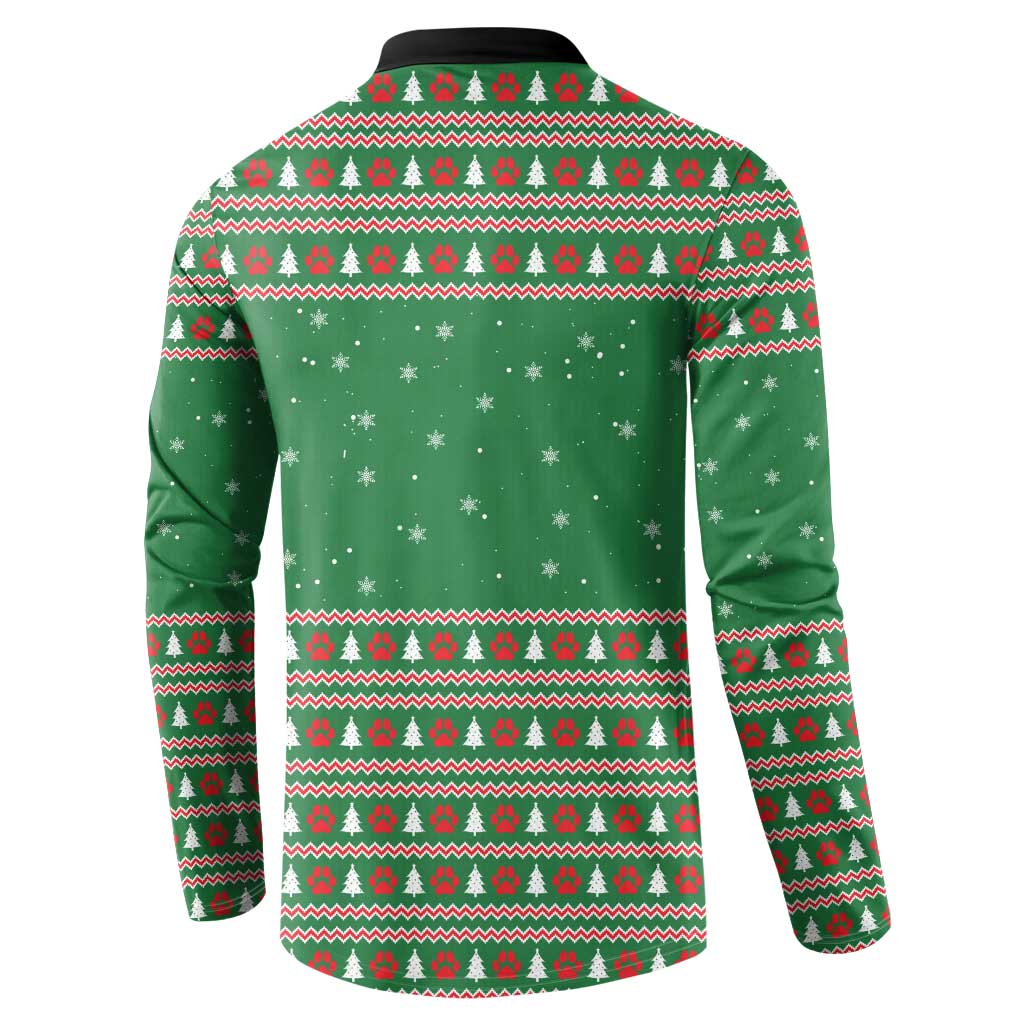 Golden Retriever Christmas Button Sweatshirt with Red Scarf Snowflakes and Tree Pattern - Wonder Print Shop