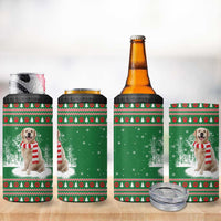 Golden Retriever Christmas 4 in 1 Can Cooler Tumbler with Red Scarf Snowflakes and Tree Pattern - Wonder Print Shop
