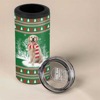 Golden Retriever Christmas 4 in 1 Can Cooler Tumbler with Red Scarf Snowflakes and Tree Pattern - Wonder Print Shop