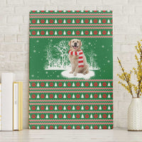 Golden Retriever Christmas Canvas Wall Art with Red Scarf Snowflakes and Tree Pattern - Wonder Print Shop