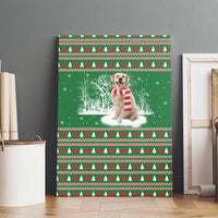 Golden Retriever Christmas Canvas Wall Art with Red Scarf Snowflakes and Tree Pattern - Wonder Print Shop