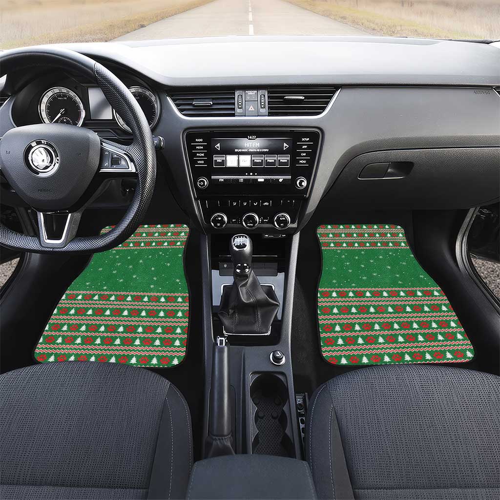 Golden Retriever Christmas Car Mats with Red Scarf Snowflakes and Tree Pattern - Wonder Print Shop