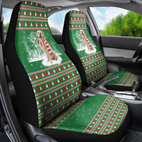 Golden Retriever Christmas Car Seat Cover with Red Scarf Snowflakes and Tree Pattern - Wonder Print Shop