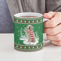 Golden Retriever Christmas Ceramic Mug with Red Scarf Snowflakes and Tree Pattern - Wonder Print Shop