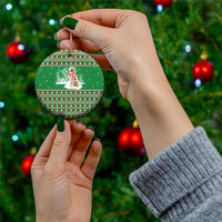 Golden Retriever Christmas Ceramic Ornament with Red Scarf Snowflakes and Tree Pattern - Wonder Print Shop