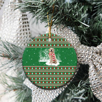 Golden Retriever Christmas Ceramic Ornament with Red Scarf Snowflakes and Tree Pattern - Wonder Print Shop