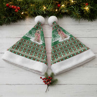 Golden Retriever Christmas Santa Hat with Red Scarf Snowflakes and Tree Pattern - Wonder Print Shop
