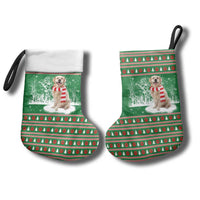 Golden Retriever Christmas Stocking with Red Scarf Snowflakes and Tree Pattern - Wonder Print Shop