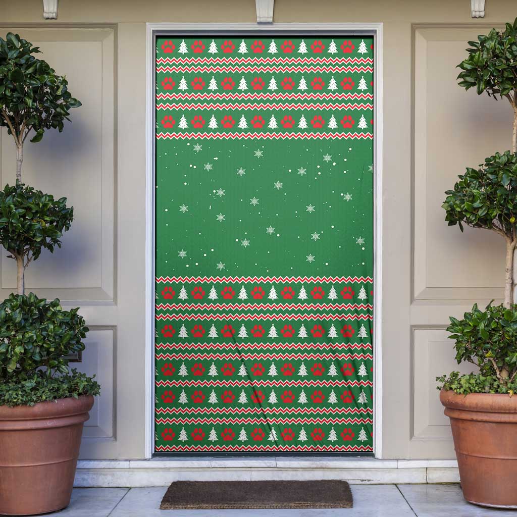 Golden Retriever Christmas Door Cover with Red Scarf Snowflakes and Tree Pattern - Wonder Print Shop