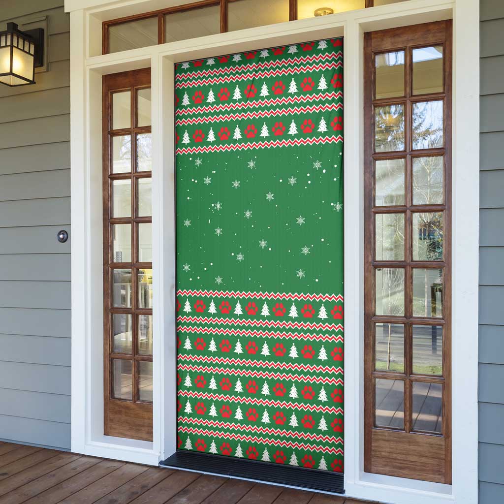 Golden Retriever Christmas Door Cover with Red Scarf Snowflakes and Tree Pattern - Wonder Print Shop