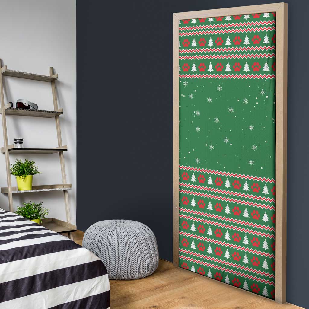 Golden Retriever Christmas Door Cover with Red Scarf Snowflakes and Tree Pattern - Wonder Print Shop