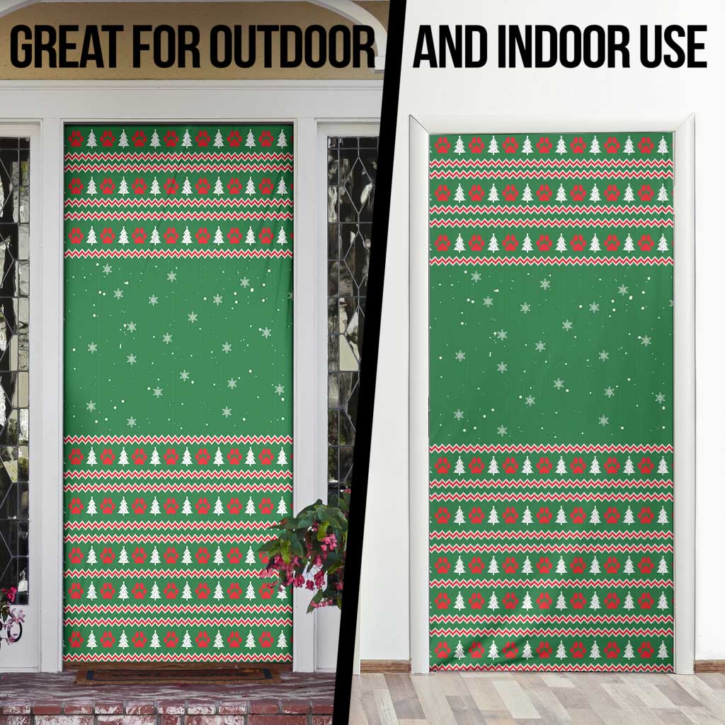 Golden Retriever Christmas Door Cover with Red Scarf Snowflakes and Tree Pattern - Wonder Print Shop