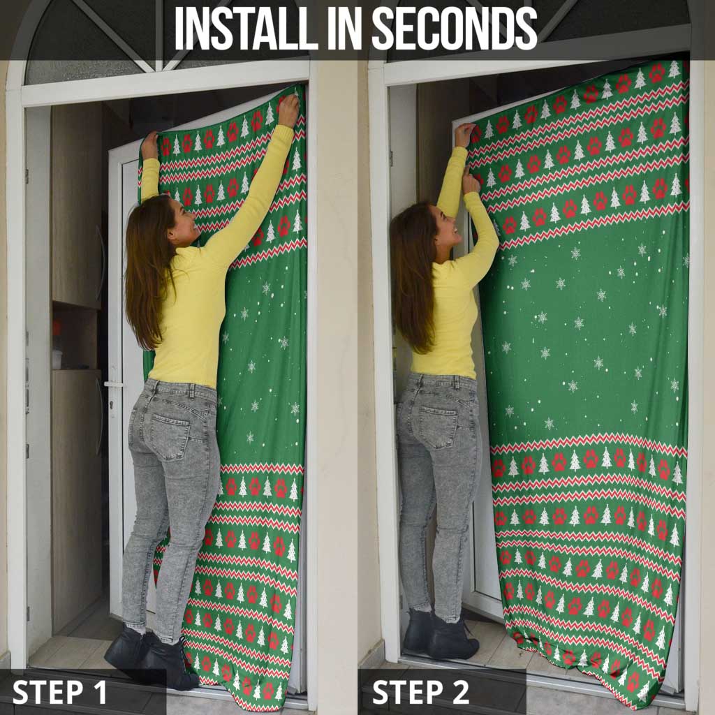 Golden Retriever Christmas Door Cover with Red Scarf Snowflakes and Tree Pattern - Wonder Print Shop