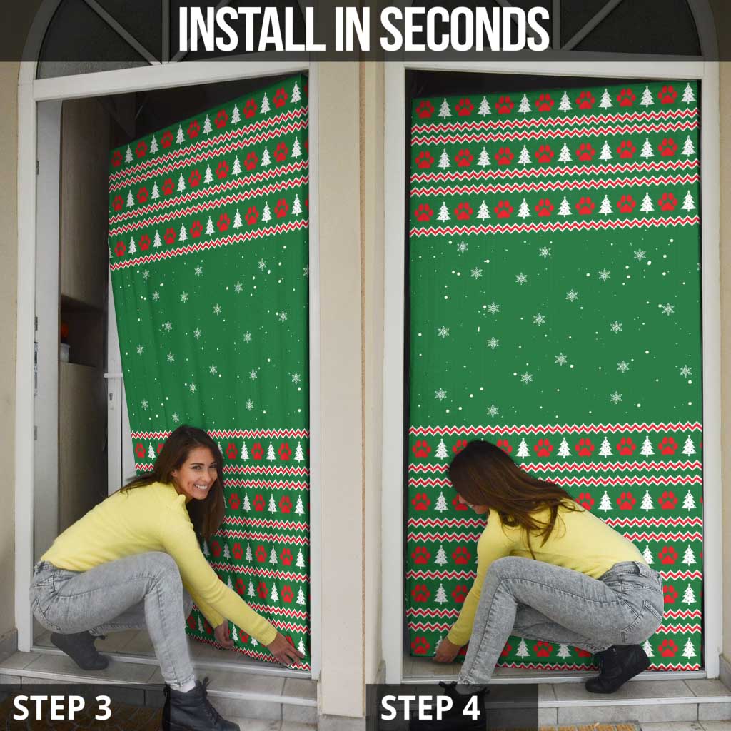 Golden Retriever Christmas Door Cover with Red Scarf Snowflakes and Tree Pattern - Wonder Print Shop