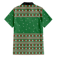 Golden Retriever Christmas Family Matching Off The Shoulder Long Sleeve Dress and Hawaiian Shirt with Red Scarf Snowflakes and Tree Pattern - Wonder Print Shop