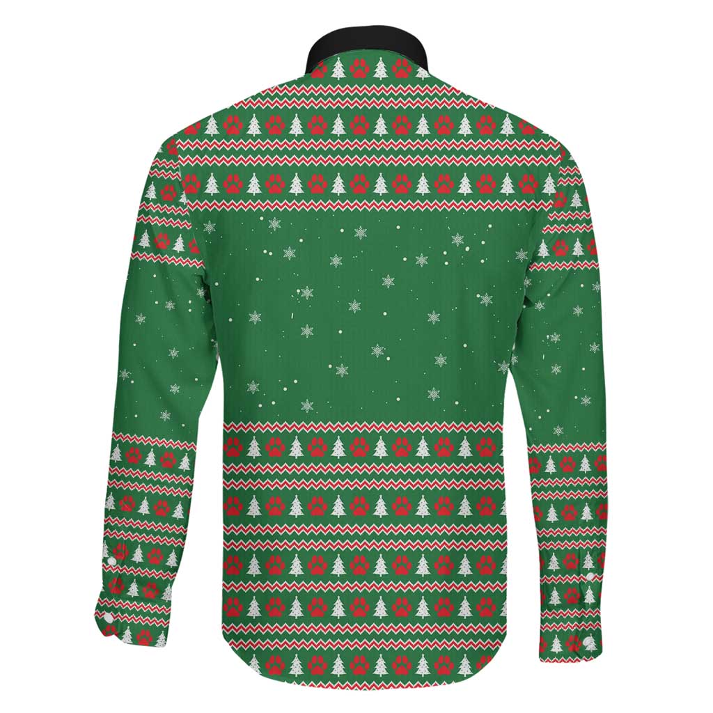 Golden Retriever Christmas Family Matching Off The Shoulder Long Sleeve Dress and Hawaiian Shirt with Red Scarf Snowflakes and Tree Pattern - Wonder Print Shop