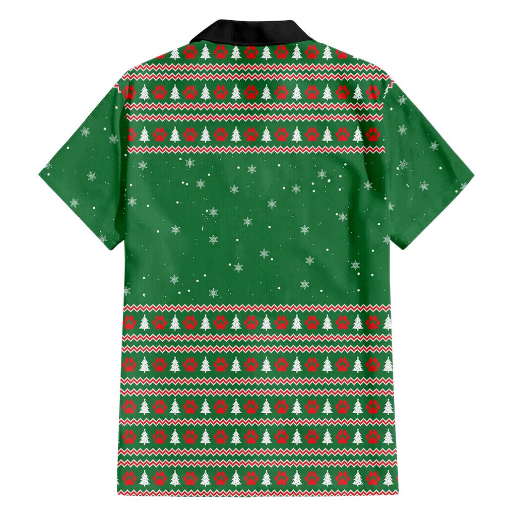 Golden Retriever Christmas Family Matching Short Sleeve Bodycon Dress and Hawaiian Shirt with Red Scarf Snowflakes and Tree Pattern - Wonder Print Shop