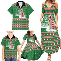 Golden Retriever Christmas Family Matching Summer Maxi Dress and Hawaiian Shirt with Red Scarf Snowflakes and Tree Pattern - Wonder Print Shop