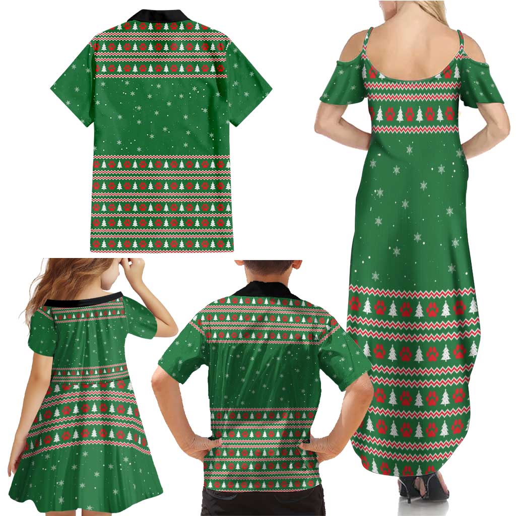 Golden Retriever Christmas Family Matching Summer Maxi Dress and Hawaiian Shirt with Red Scarf Snowflakes and Tree Pattern - Wonder Print Shop