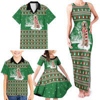 Golden Retriever Christmas Family Matching Tank Maxi Dress and Hawaiian Shirt with Red Scarf Snowflakes and Tree Pattern - Wonder Print Shop