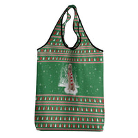Golden Retriever Christmas Grocery Bag with Red Scarf Snowflakes and Tree Pattern - Wonder Print Shop