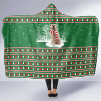 Golden Retriever Christmas Hooded Blanket with Red Scarf Snowflakes and Tree Pattern - Wonder Print Shop