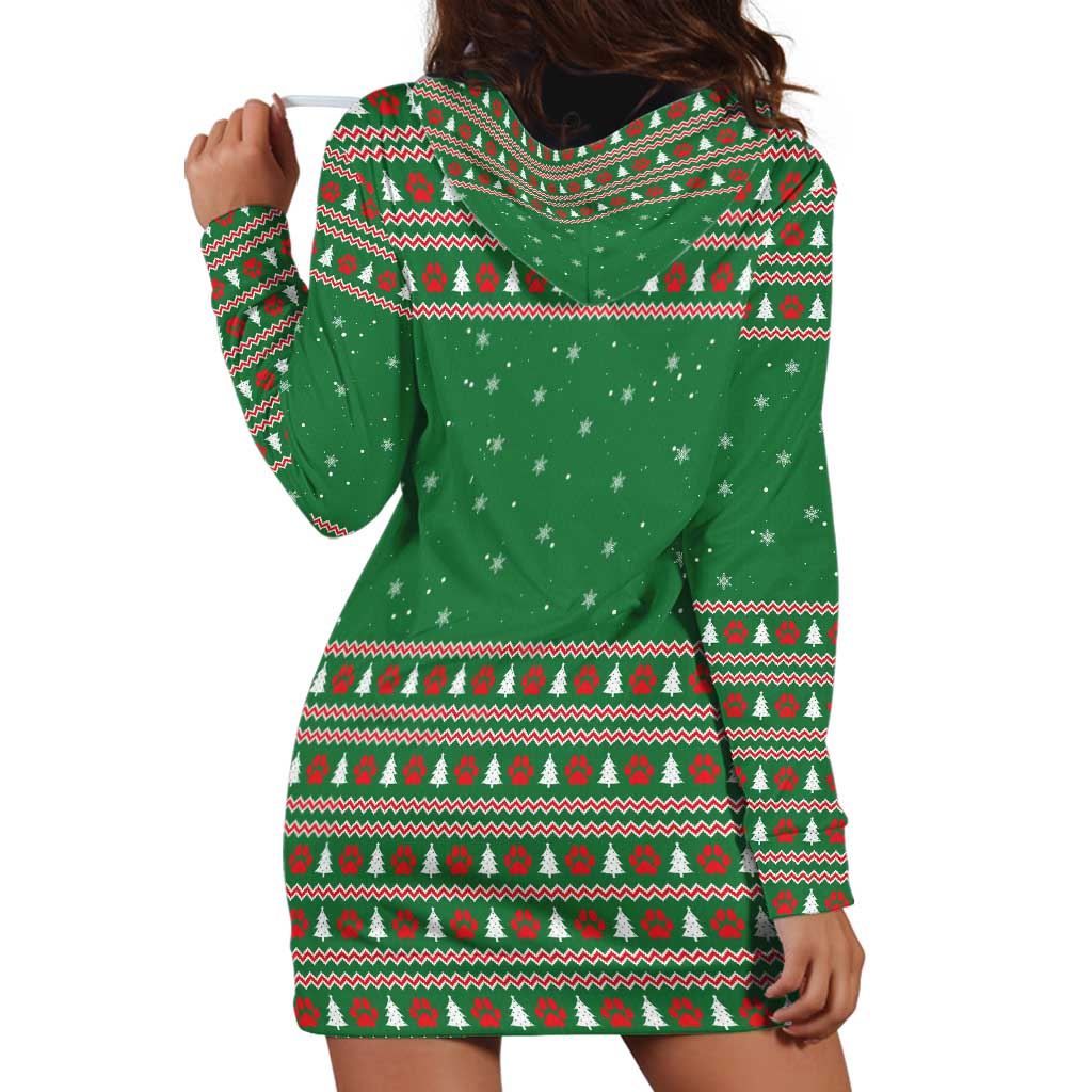 Golden Retriever Christmas Hoodie Dress with Red Scarf Snowflakes and Tree Pattern - Wonder Print Shop