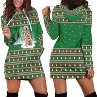 Golden Retriever Christmas Hoodie Dress with Red Scarf Snowflakes and Tree Pattern - Wonder Print Shop