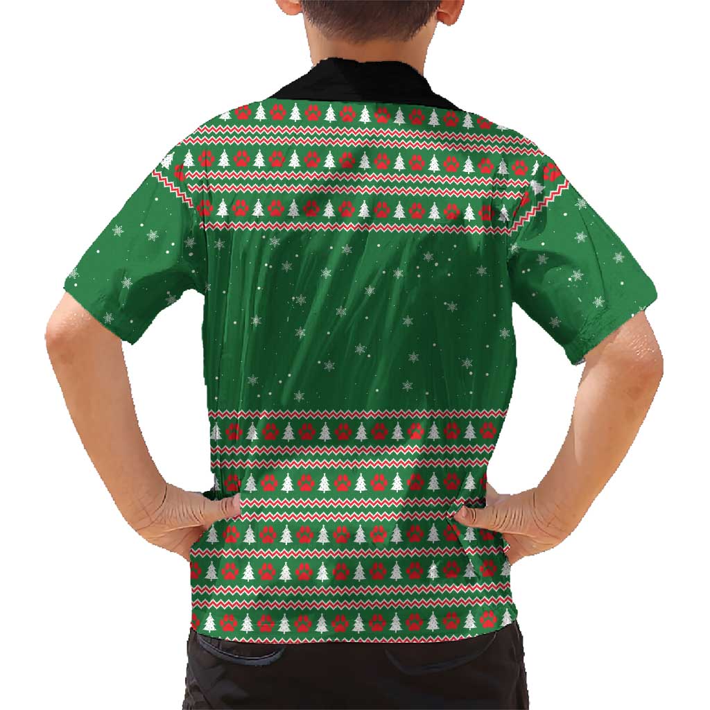 Golden Retriever Christmas Kid Hawaiian Shirt with Red Scarf Snowflakes and Tree Pattern - Wonder Print Shop