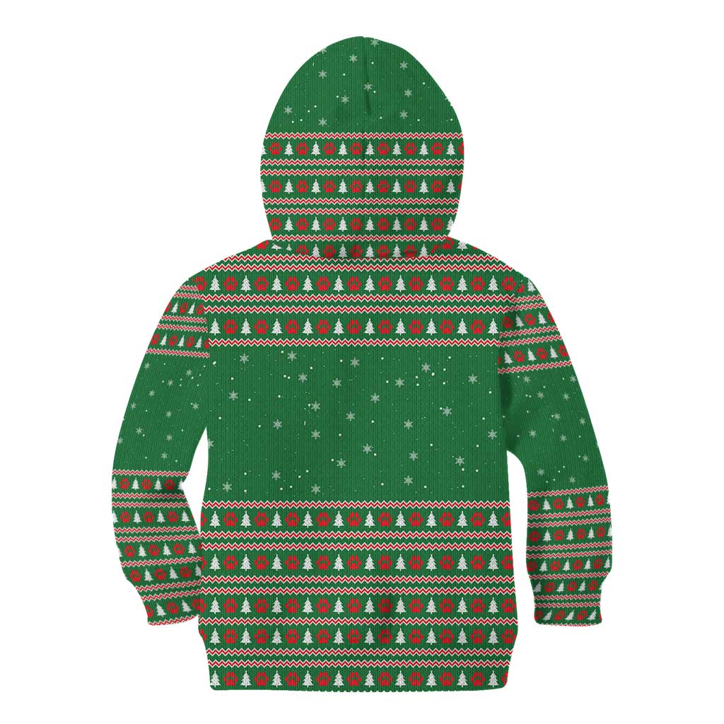 Golden Retriever Christmas Kid Hoodie with Red Scarf Snowflakes and Tree Pattern - Wonder Print Shop