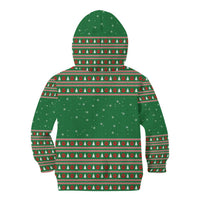 Golden Retriever Christmas Kid Hoodie with Red Scarf Snowflakes and Tree Pattern - Wonder Print Shop