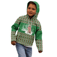 Golden Retriever Christmas Kid Hoodie with Red Scarf Snowflakes and Tree Pattern - Wonder Print Shop