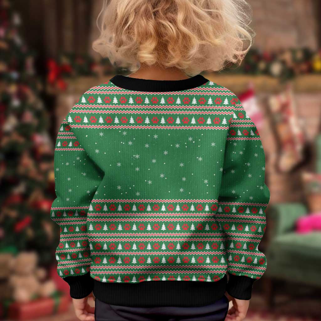 Golden Retriever Christmas Kid Ugly Christmas Sweater with Red Scarf Snowflakes and Tree Pattern - Wonder Print Shop
